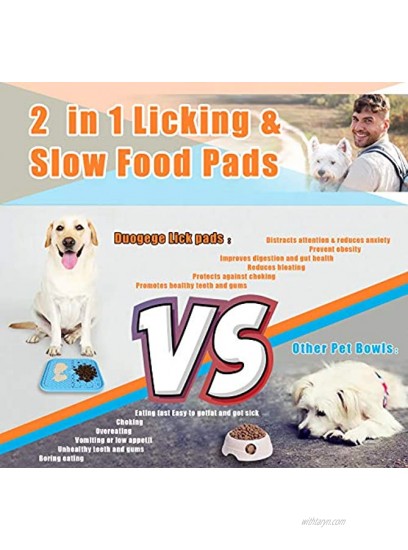 Dog Lick Mat 2 in 1 Slow Feeder Licking Pads for Pet Bathing Grooming Nail Trimming and Training Boredom Buster Ideal for Dog Food Treats Yogurt or Peanut Butter（2 Pack + Spatula）