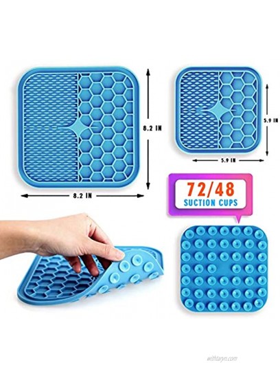 Dog Lick Mat 2 in 1 Slow Feeder Licking Pads for Pet Bathing Grooming Nail Trimming and Training Boredom Buster Ideal for Dog Food Treats Yogurt or Peanut Butter（2 Pack + Spatula）