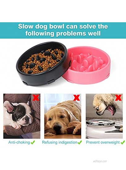 LEACOOLKEY Plastic Slow Feeder Bowl Slow Down Eat No Chocking Anti-Gulp Bowls Fun Feeder Bowls Stop Bloat for Dogs Refusing Indigestion Dog Dish Reduce Slip Puzzle Bowl for Small Medium Dogs