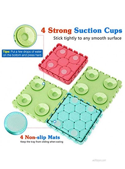 Pawaboo Dog Slow Feeder Set 4 PCS Detachable & Assembled Dog Slow Eating Tray Bowl Placemat Pad Combo with Suction Cups & Non-Slip Mats for Small Medium Dogs Cats Colorful