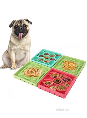 Pawaboo Dog Slow Feeder Set 4 PCS Detachable & Assembled Dog Slow Eating Tray Bowl Placemat Pad Combo with Suction Cups & Non-Slip Mats for Small Medium Dogs Cats Colorful