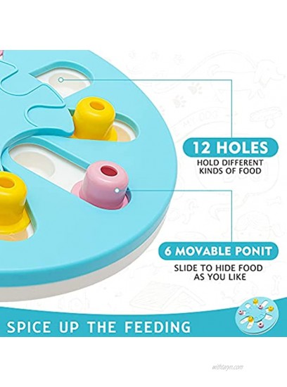 SCIROKKO Dog Puzzle Toy for Doggies Puppies IQ Training Anti-Slip Pet Slow Feeder Toys Interactive with Movable Points Safety Blue