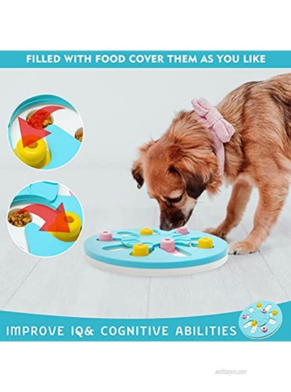 SCIROKKO Dog Puzzle Toy for Doggies Puppies IQ Training Anti-Slip Pet Slow Feeder Toys Interactive with Movable Points Safety Blue