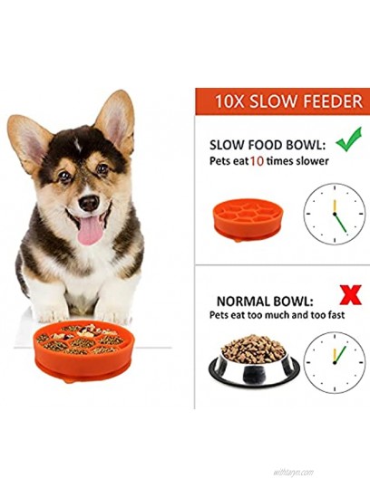 Slow Feeder Dog Bowls for Small Size Dog Non-Slip Silicone Dog Slow Feeder Bowl with Suction Cup Fun Puppy Bowl Puzzle Feeder 10 Times Slow Eating Anti Swallow