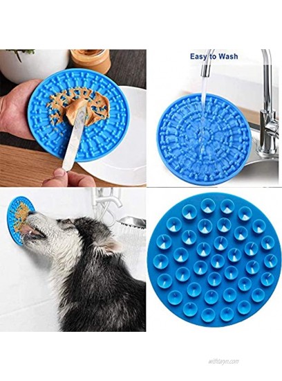 Vamotto 2 Pack Dog Lick Pad with Suctions for Shower Dog Slow Feeder Mat Silicone Dog Slow Feeder Bowl to Wall for Pet Bathing Grooming and Dog Training