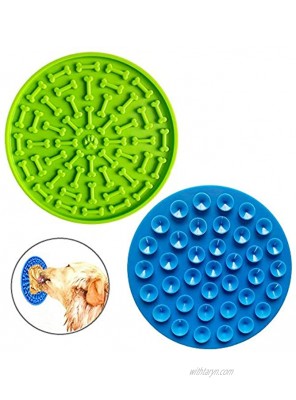 Vamotto 2 Pack Dog Lick Pad with Suctions for Shower Dog Slow Feeder Mat Silicone Dog Slow Feeder Bowl to Wall for Pet Bathing Grooming and Dog Training
