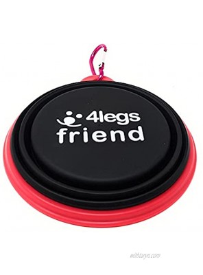 4LegsFriend Pet Bowls with Carabiner Clips | BPA Free Food Grade Silicon for Dog and Cat Expandable Travel Bowls Comes in 2 Sizes | Pop Out Dog Bowls