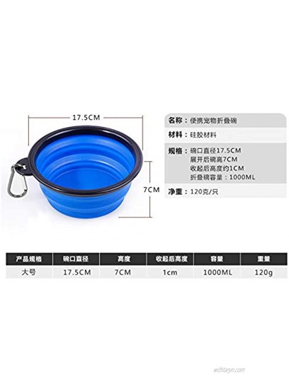 ABCD Large Collapsible Dog Bowls Travel Water Food Bowls Portable Foldable Collapse Dishes for Traveling Hiking Walking-Blue