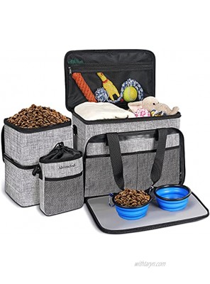 Abrimelodi Dog Travel Bag|Set Include Airline Approved Pet Travel Bag Organizer for Dog Travel Accessories Dog Food Travel Bags Dog Bowls,Dog Treat Training Pouch| Perfect Dog Bags for Traveling