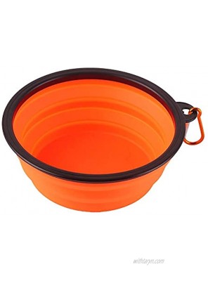 Axgo 1PC Foldable Silicone Dog Bowl Outfit Portable Travel Bowl for Dogs Feeder Utensils Outdoor Drinking Water Dog Bowl Orange