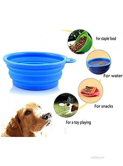 BYOMIGY 2 PCS Foldable Food Bowl Dog Cat Portable Feeding Collapsible Dog Bowl Silicone Bowl Pet Interactive Feeder Pet Bowl Dog's Toy Dog Flying Pie BPA Free for Travel Hiking Camping Blue and Gray