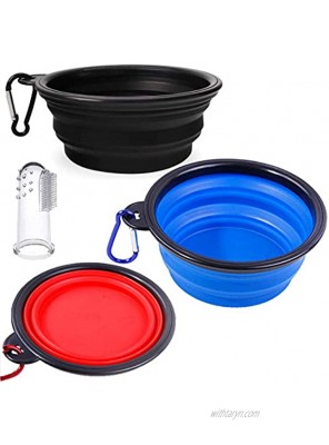 ChiChe Collapsible Dog Bowls for Travel Portable Dog Bowl Color Matched Carabiner Clip Foldable Bowls for Pet Cats Dogs Food Water Feeding Red Blue Black