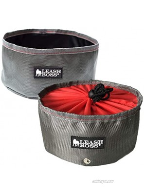Leashboss Collapsible Dog Bowls Two Large 64 Ounce Folding Travel Water and Food Bowls