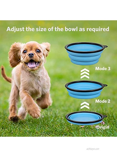 ME.FAN Collapsible Dog Bowl Travel Portable Dog Bowl12oz Silicone Foldable Travel Bowl Pet Food Bowl Cat Water Bowl Silicone Pet Expandable Bowls + Carabiners Per Set