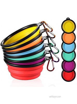 ME.FAN Collapsible Dog Bowl Travel Portable Dog Bowl12oz Silicone Foldable Travel Bowl Pet Food Bowl Cat Water Bowl Silicone Pet Expandable Bowls + Carabiners Per Set