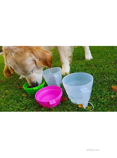 Mirecek Maxy Dog Food Travel Container BPA-Free Pet Food Storage Container Portable Collapsible Bowl and Measuring Cup Combo for Pet Travel Reusable Plastic Bowl for Cats and Dogs