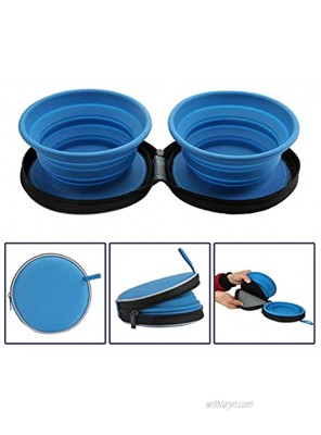 Mogoko Food-Grade Silicone Collapsible Dog Bowl Set,BPA­ Free Foldable Expandable Pet Food Water Feeding Cup Dish for Outdoors Travel Camping Hiking（2 Pack）