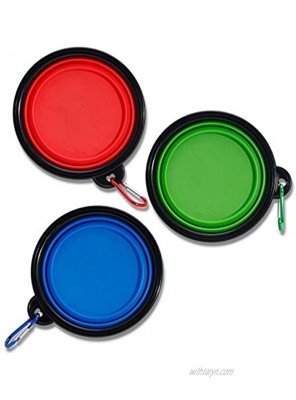 SGGS Collapsible Portable Small Dog Bowls in a Handy 3 Pack; Red Blue and Green Size Small Perfect for Travel