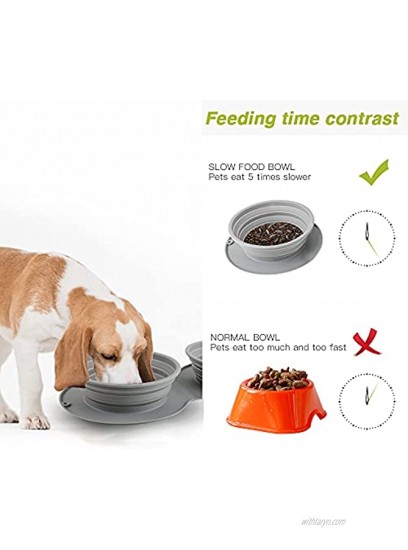 Travel Dog Bowls Portable Collapsible Dog Bowls Water Slow Feeder Puppy or Cat Pet Food Feeding Accessories for Outdoors Travel Camping Hiking Free Bonus 1 Roll Dog Poop Bags Dispenser