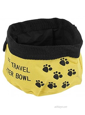 uxcell Folding Picnic Traveling Pet Food Water Bowl Dishes Yellow