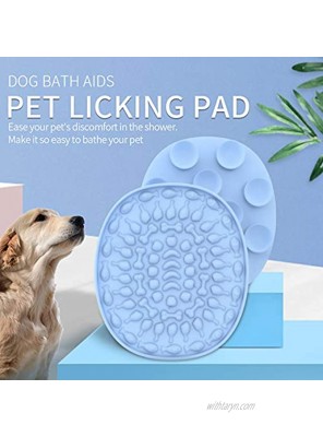 2 Pack Dog Lick Mats with a Silicone Spreader Slow Feeder Licking Pads for Pet Bathing Grooming and Training Boredom Buster Ideal for Dog Food Treats Yogurt or Peanut ButterBlue+Green