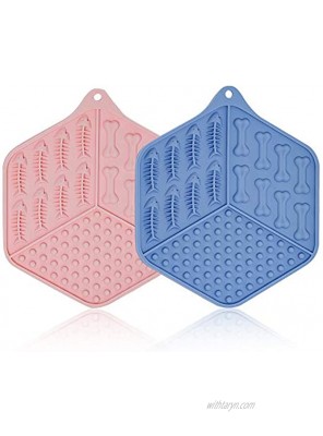 2-Pack Silicone Dog Lick Mat,Pet Licking Mat for Dogs & Cats,Fun Alternative to Slow Feeder Dog Bowls,Boredom Buster Calming Mat for Anxiety Relief,Perfect for Peanut Butter,Yogurt or Pumpkin Sauce
