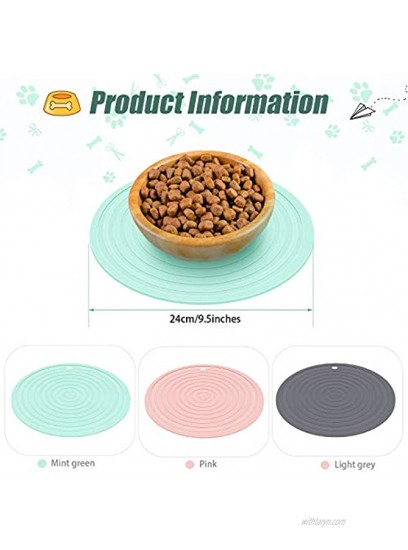 3 Pieces Silicone Pet Food Mat Pet Feeding Mat for Dog and Cat Food Bowl Place-mat Preventing Food and Water Overflow Suitable for Medium and Small Pet