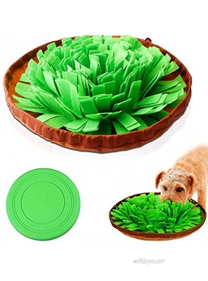 AUBBC Snuffle Mat Durable Dog Puzzle Toys Interactive Feeding Mat with Silicone Frisbee Encourage Natural Foraging Skills and Nose Work Training Machine Washable …