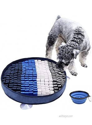 Large Snuffle Mat for Dogs Blue Dog Puzzle Toy Dog Brain Stimulating Toys & Enrichment Toys Durable & Washable Dog Mat with Folding Bowl