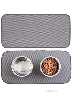 mDesign Premium Quality Microfiber Polyester Pet Food and Water Bowl Feeding Mat for Cats Ultra Absorbent Reversible Placemat Folds for Compact Storage Small 2 Pack Pewter Gray Ivory