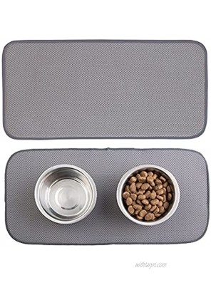 mDesign Premium Quality Microfiber Polyester Pet Food and Water Bowl Feeding Mat for Dogs Ultra Absorbent Reversible Placemat Folds for Compact Storage Small 2 Pack Pewter Gray Ivory