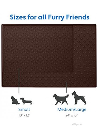 MIGHTY MONKEY Premium Silicone Pet Feeding Mat Waterproof Pets Placemat Raised Edges Paw Print Patterned Food Tray Mats Dishwasher Safe Prevent Food and Water Bowl Spills on Floor