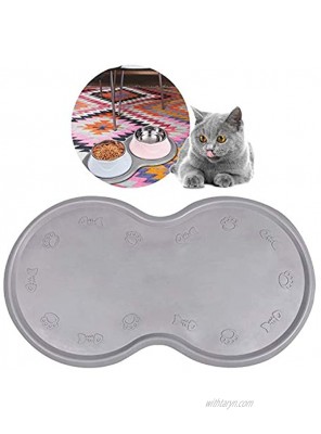 Pet Feeding Mat Cat & Dog Mats for Food & Water Flexible and Easy to Clean Feeding Mat Non-Slip Waterproof Feeding Mat for Dog Food & Water Bowls Nontoxic Rubber Gray…