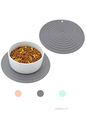 Ptlom Pet Food Mat for Dog and Cat Placemat 2 Pcs Mat for Prevent Food and Water Overflow Suitable for Medium and Small Pet,Silicone 9.5" 9.5"
