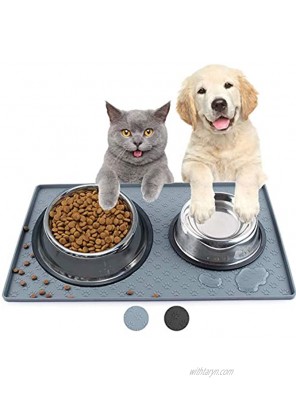 YOUTUO Dog Food Mat Nonslip Pet Food Mat Silicone Cat Bowl Mat Washable Dog Mat for Food and Water Waterproof Dog Food Mats for Floors Waterproof Trays for Indoor and Outdoor Floor Protection