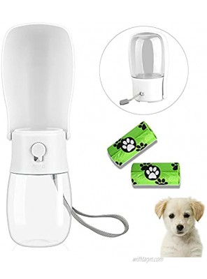 Dog Water Bottle Foldable Dog Water Bottle Dispenser for Walking Portable Dog Travel Water Bottle Leakproof Pet Water Bottle with Dog Waste Bag for Puppy Cat and Others 330 ml 11.5 oz