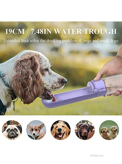 Dog Water Bottle for Walking and Traveling Portable Hiking Pet Water Bottle Leak Proof Lightweight Dog Water Dispenser with Drink Cup with Rotatable Trough Wide Sink for Large Medium Small Dogs