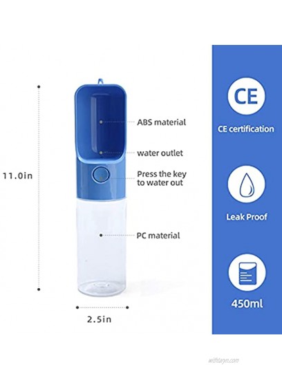 Dog Water Bottle Leak Proof Portable Puppy Water Dispenser with Drinking Feeder for Pets Outdoor Walking Hiking Travel Food Grade Plastic