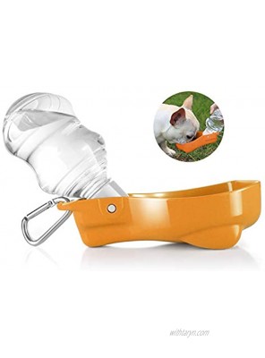 Flexzion Dog Water Bottle Dispenser for Travel Walking Hiking and Outdoor with Portable Foldable Bowl Holder Drinking Cup Tray & Hanging Buckle for Pet Cat Small Animal