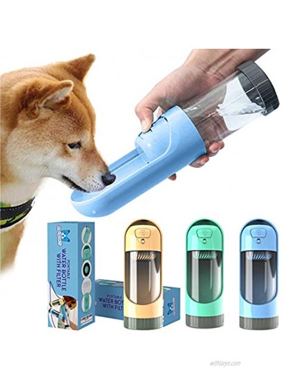 JP PRODUCTS Portable Dog Water Bottle with Filter Lightweight Leak Proof Pet Travel Water Bottle for Dogs with Drinking Feeder Blue