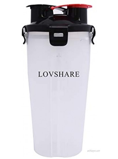 LOVSHARE Pets Water and Food 2-in-1 Bottle for Travelling Hiking Camping with 2 folding pets Bowls water bottle food bottle pets bowl for Outdoor and Water and food Dispenser Leak Proof Cup