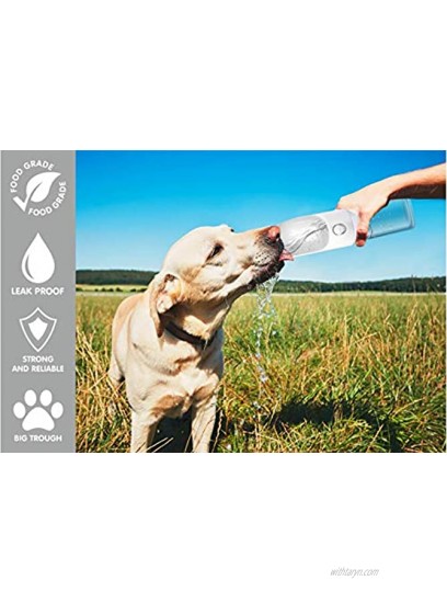 Pet Water Bottle Leak-Proof Dog Water Dispenser with Drinking Feeder for Pets Outdoor Walking Hiking Traveling Portable and Convenient Food-Grade BPA-Free -Multi-Color Options CLEAR 14oz