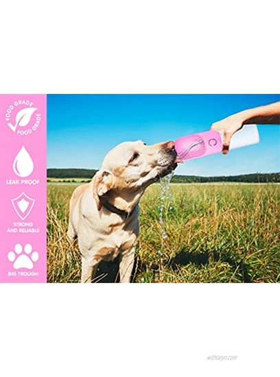 Pet Water Bottle Leak-Proof Dog Water Dispenser with Drinking Feeder for Pets Outdoor Walking Hiking Traveling Portable and Convenient Food-Grade BPA-Free Silicone Multi-Color Options 14oz