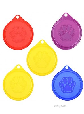 COSMOS Pack of 5 Pet Cat Dog Food Storage Can Covers Lids Random Color