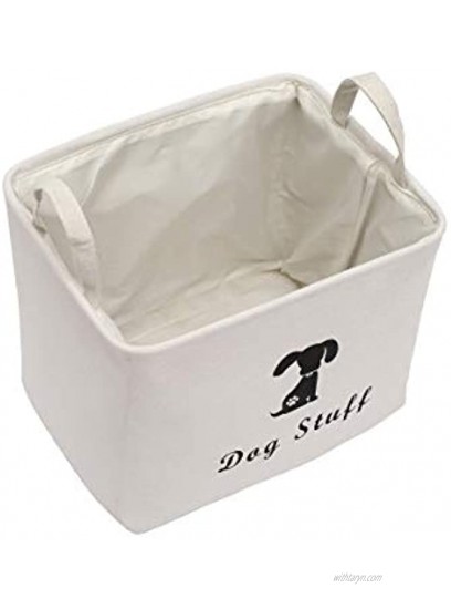 Geyecete Linen Storage Basket Bin Chest Organizer Perfect for Organizing Dog Apparel & Accessories Storage Dog Shirts Dog Coats Dog Toys Dog Clothing Dog Dresses Gift Baskets-White