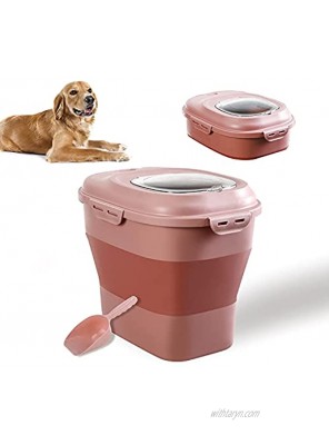 Large Sized Pet Food Storage Container with Lid Foldable Snaps Closed Storage Bin with Food Scoop for Dog and Cat Food 35LB Capacity Durable Airtight Rice Container Bucket with Wheels