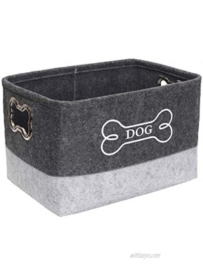 Morezi Felt Puppy Baskets Dog Toy Box Large with Designed Metal Handle pet Organizer Perfect for organizing pet Toys Blankets leashes Dry Food and Bone