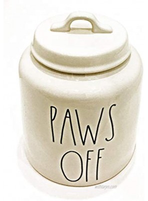 Rae Dunn by Magenta Ceramic PET DOG Treats Canister Inscribed: PAWS OFF