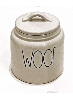 Rae Dunn Magenta Ceramic Pet Treat Canister Inscribed: WOOF