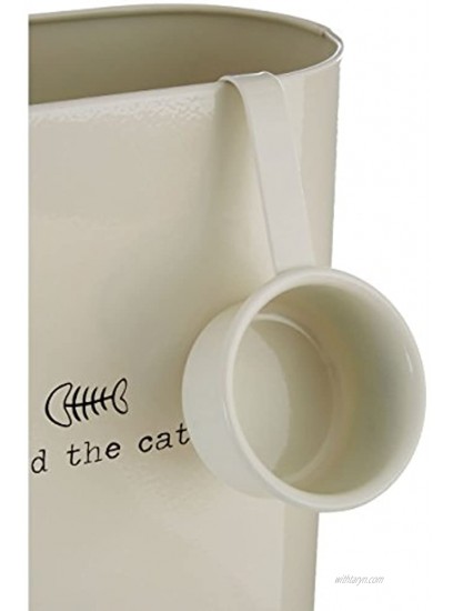 Reaowazo Premier Housewares Adore Pets Feed The Cat Food Storage Bin with Spoon 6.5 L Cream